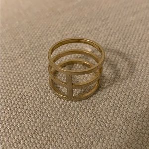 Gold Statement Ring - 3 rings and center bar